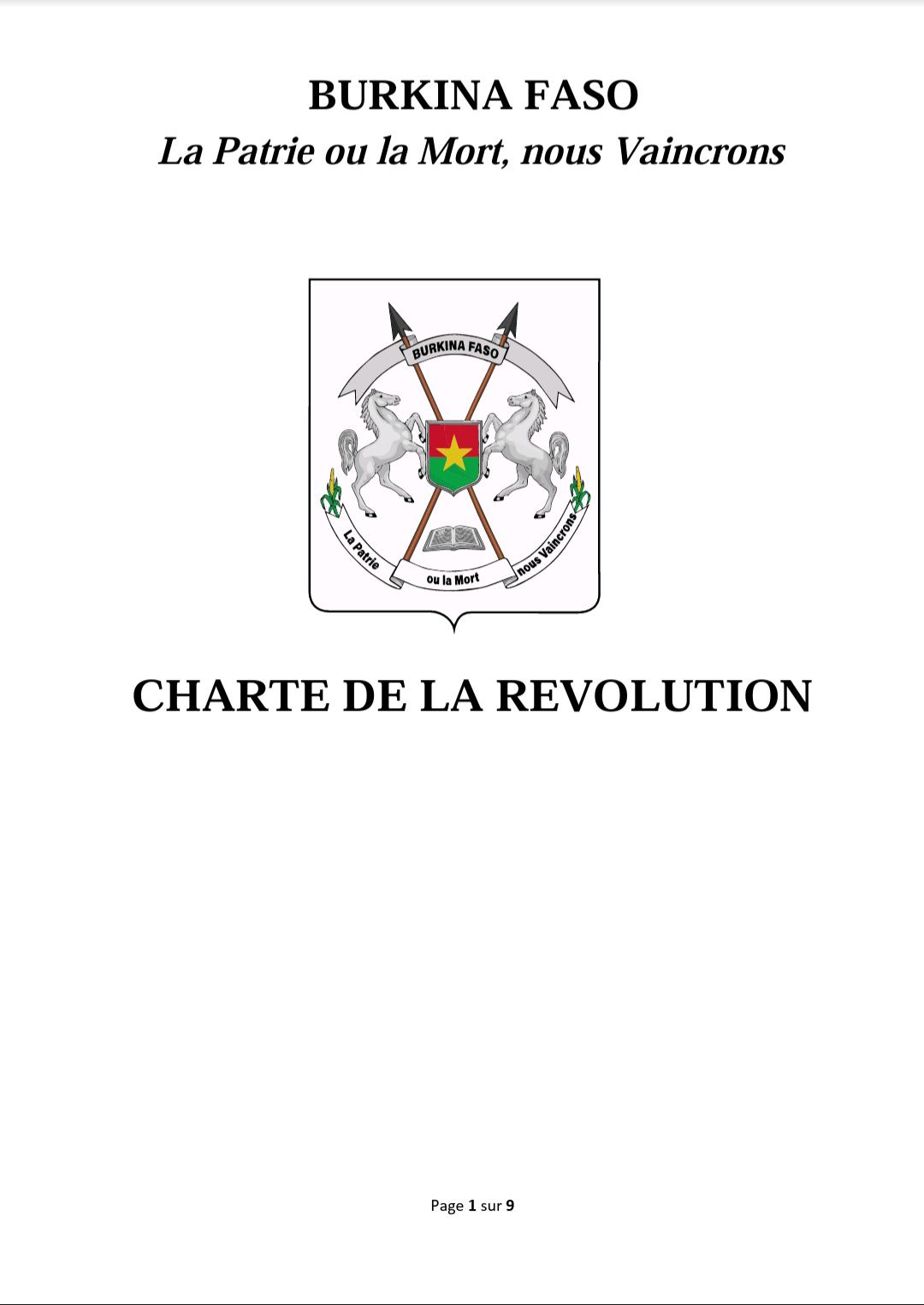 Burkina : Faux, la Charte de la révolution n’a pas fixé la caution présidentielle à 1 milliard de FCFA